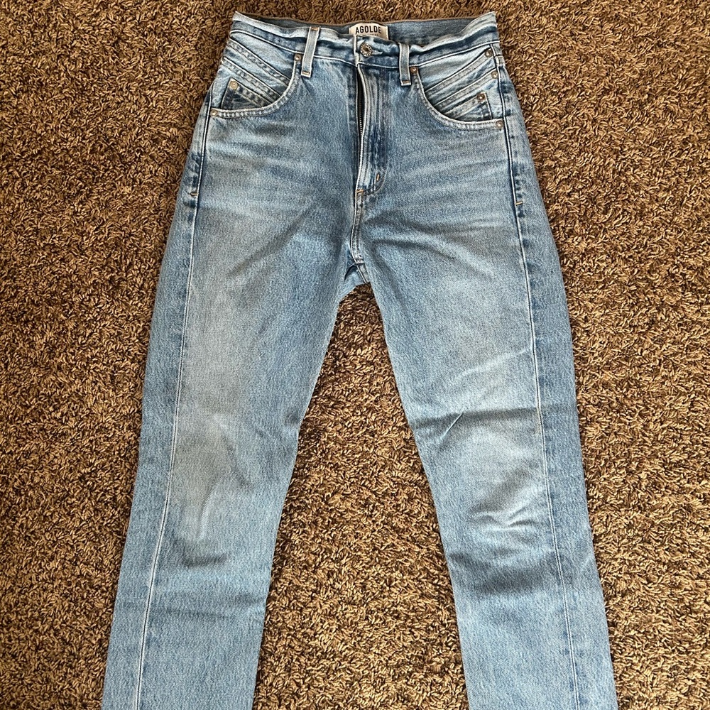 Agolde High Rise Light Blue Jeans - Picture 2 of 4